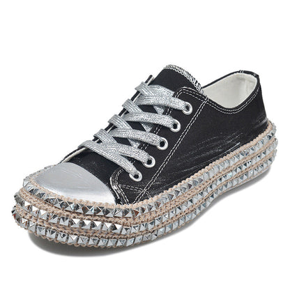 High-Top Fashion Rhinestone Leopard Print Canvas Shoes