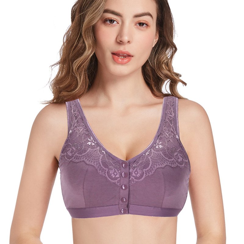 Women Front Buttons Lace Bra -  