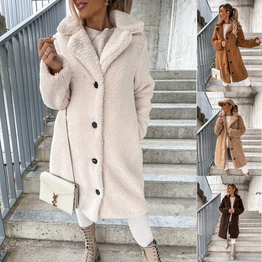 2023 Lapel Plush Long Coat