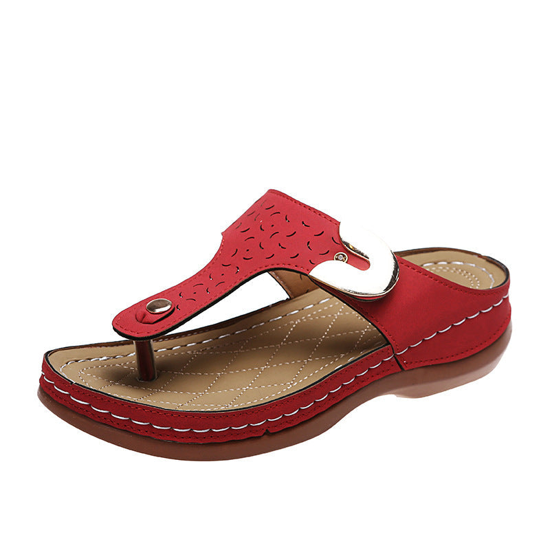 Plus Size Fashion Wedge Flip Flops Outside Wear Beach Slippers