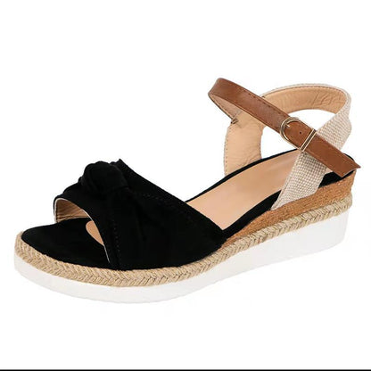 2022 New Buckle Hemp Rope Flower Large Size Sandals