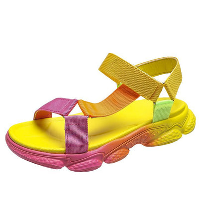 Plus Size Fashion Casual Velcro Beach Flat Fish Mouth Sandals