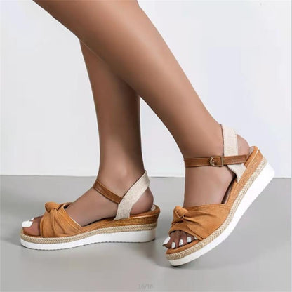 2022 New Buckle Hemp Rope Flower Large Size Sandals