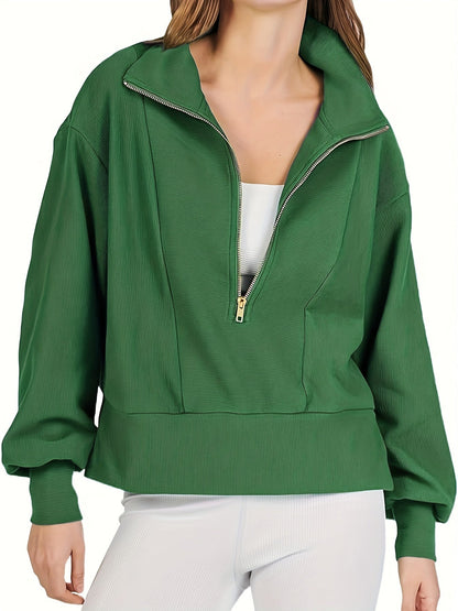 2023 New Casual Half-zip Pullover Long-sleeved Sweatshirt