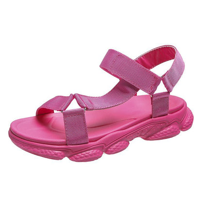 Plus Size Fashion Casual Velcro Beach Flat Fish Mouth Sandals