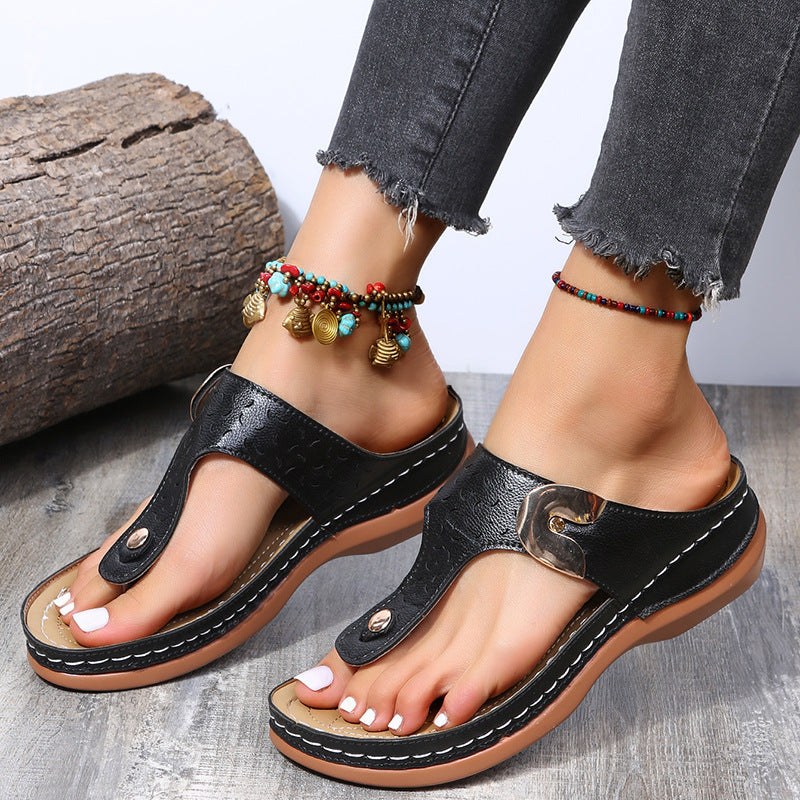 Plus Size Fashion Wedge Flip Flops Outside Wear Beach Slippers