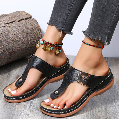 Plus Size Fashion Wedge Flip Flops Outside Wear Beach Slippers