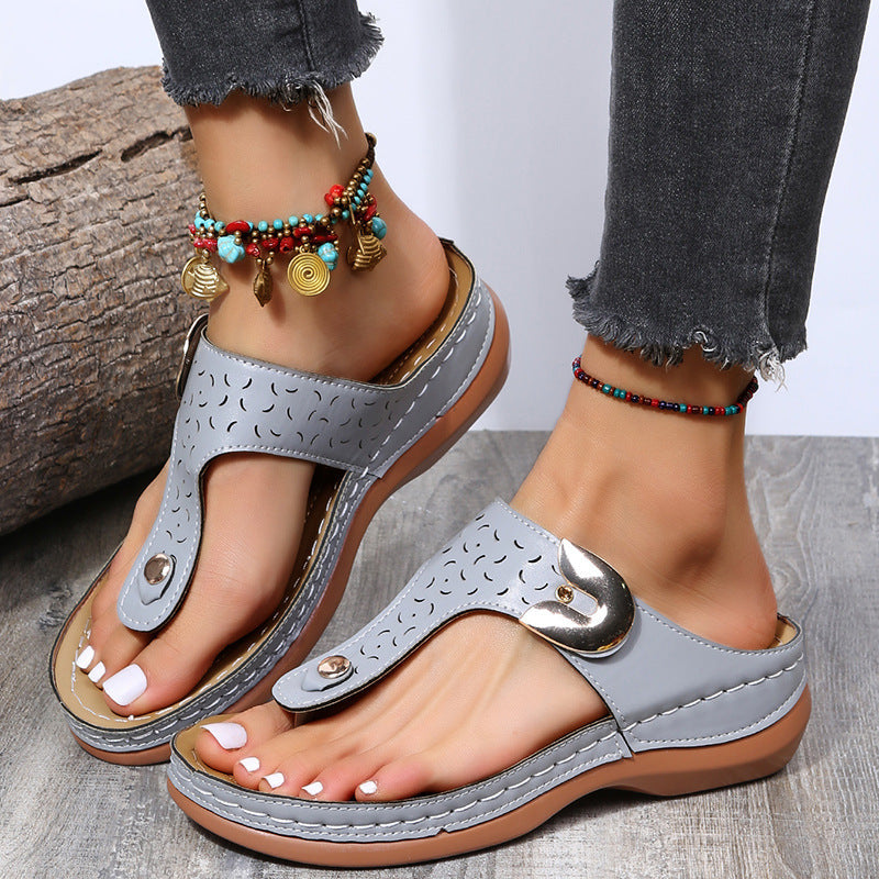 Plus Size Fashion Wedge Flip Flops Outside Wear Beach Slippers